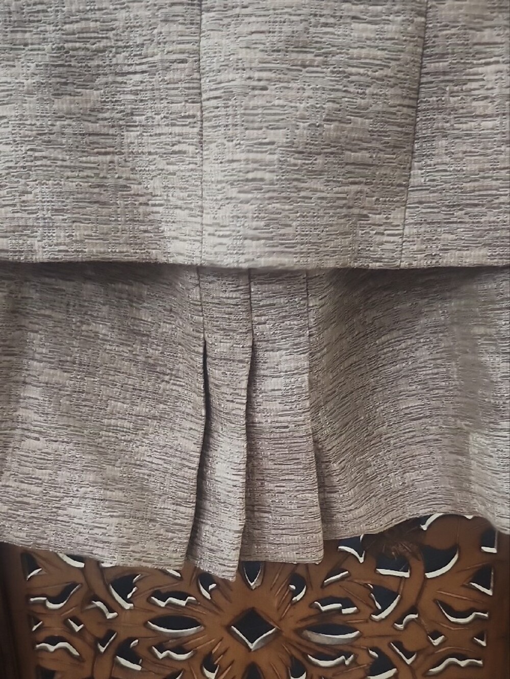 Tahari ASL Taupe Textured Satin-Lapel Blazer And Skirt 2 Pc Suit - Picture 8 of 10